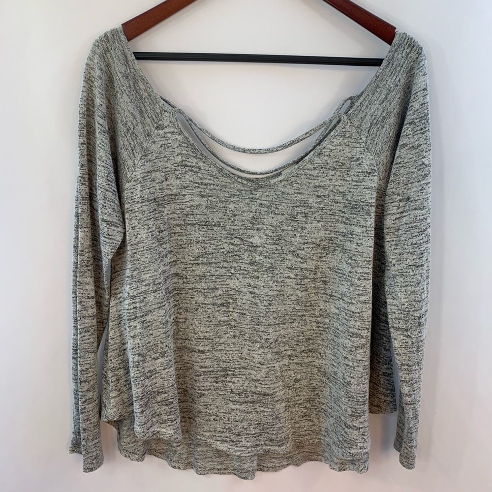 Paper Crane Top Criss Cross Long Sleeve Oversized